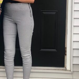 Zara Black and White Checkered Women's Pants